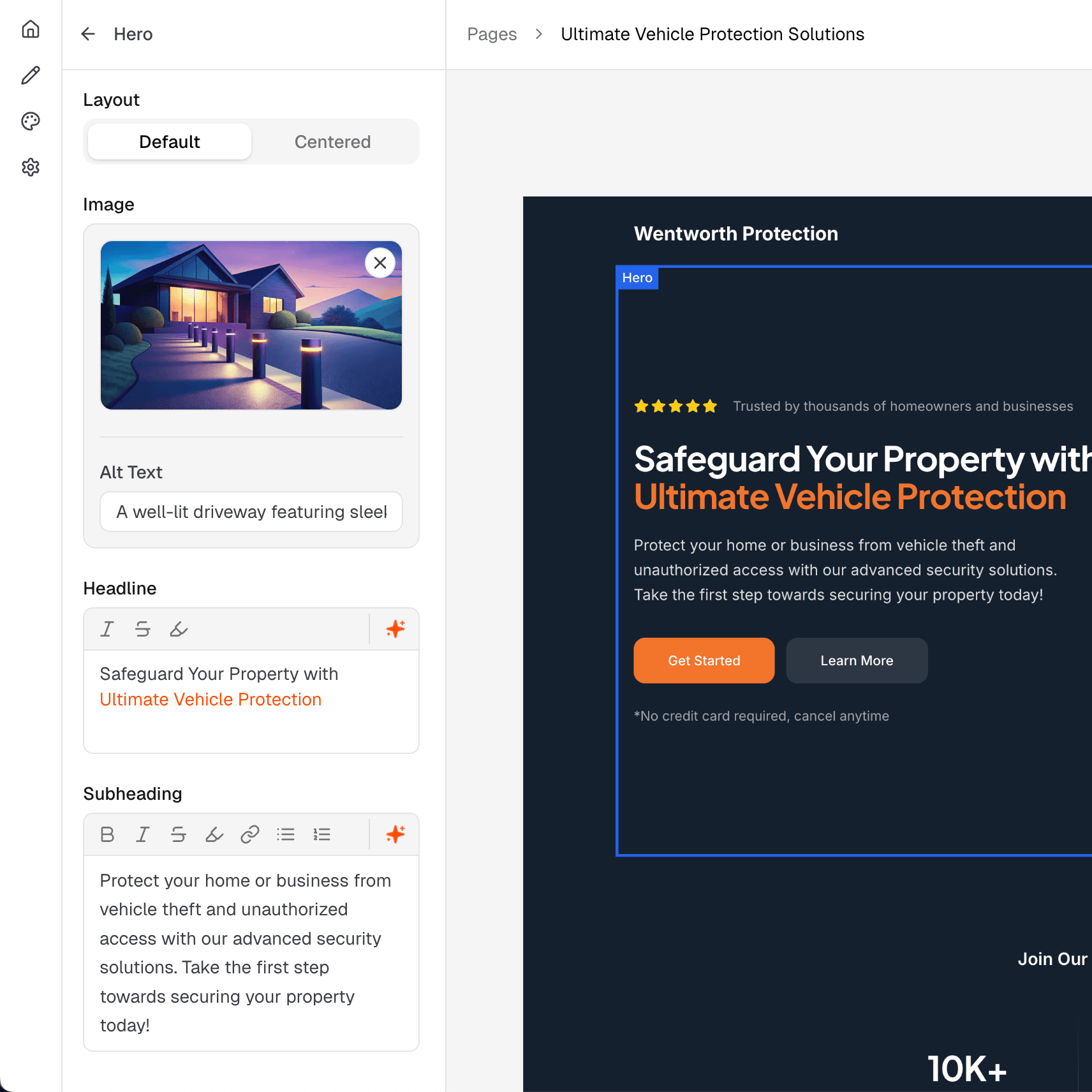 Tweak in our easy-to-use landing page editor